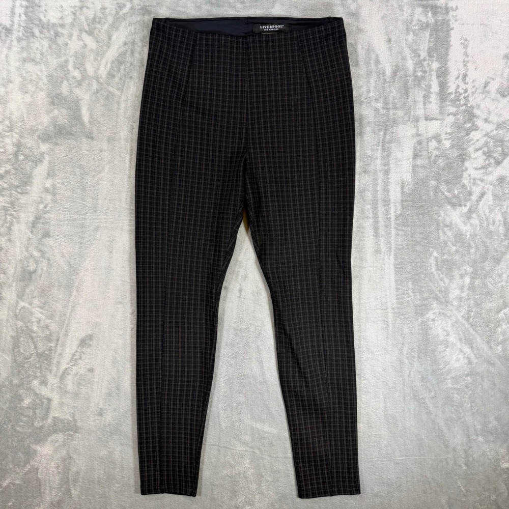 Liverpool Leggings Women's Size 8 Black Plaid Stretch Pattern‎ Pants